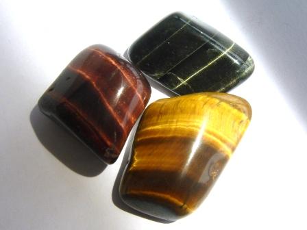 Polished Tiger Eye tumblestones - Red Tiger Eye, Blue Tiger Eye & Golden Tiger Eye